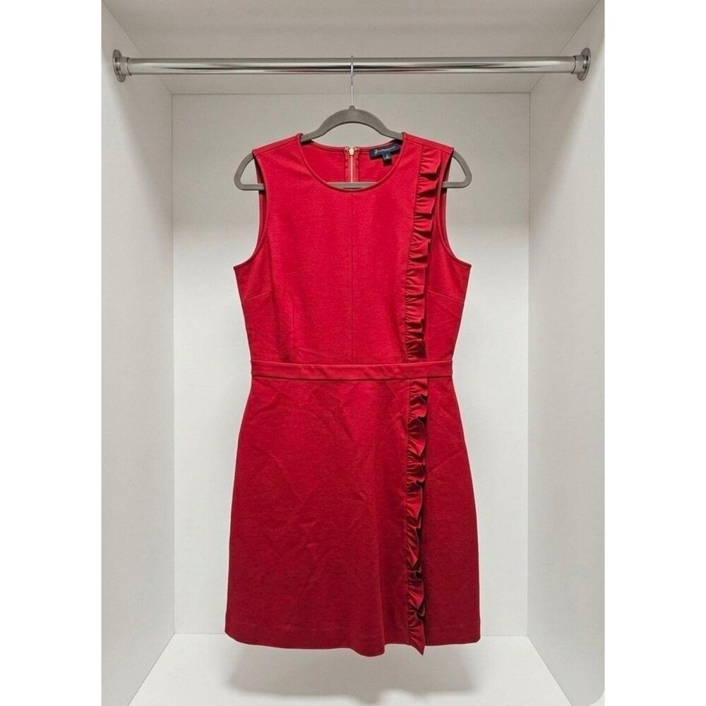 Brooks Brothers Red Sleeveless Dress with Ruffle Detail - NWT